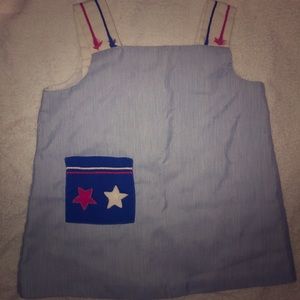 Patriotic USA vintage girl 3T top straps buttons
